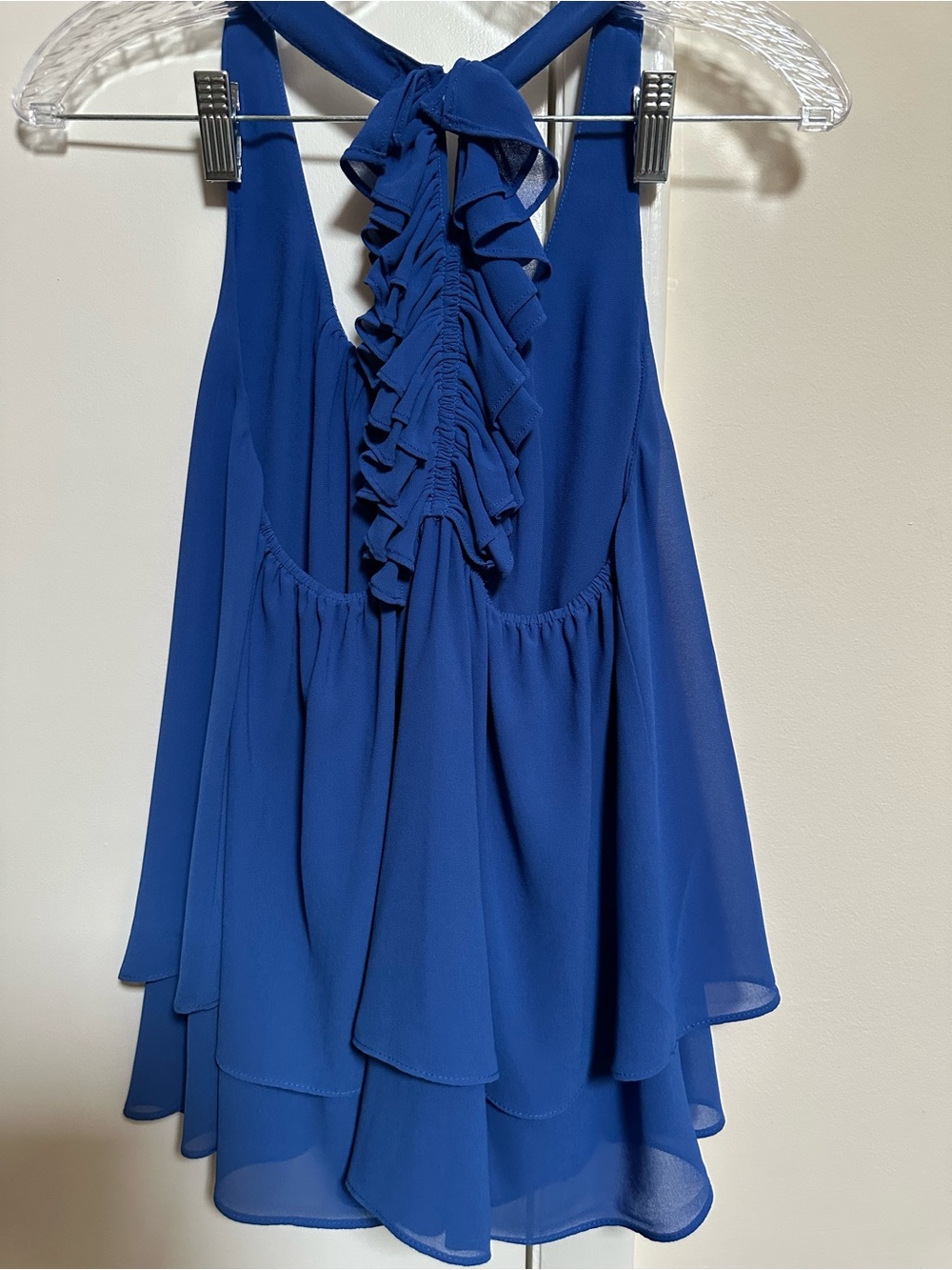 Royal Blue Ruffle-Back Chiffon Cami - Women - Picture 3 of 4